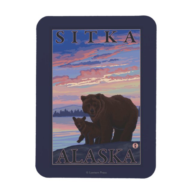 Ímã Urso e Cub - Sitka, Alasca (Vertical)