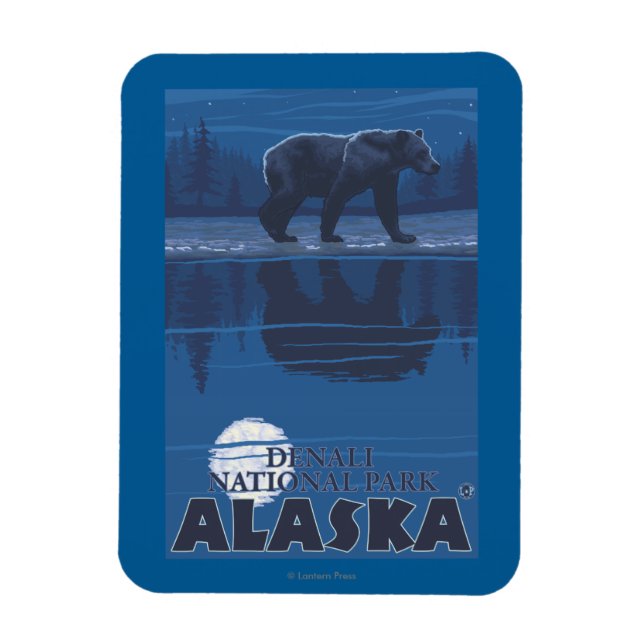 Ímã Urso em Lua - Parque Nacional de Denali, Alasca (Vertical)