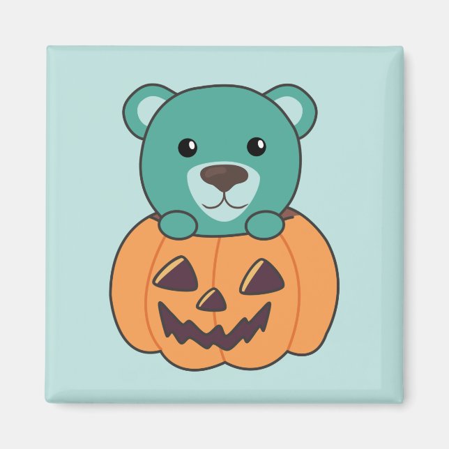 Imã Urso Em Pumpkin Doces Ursos Felizes De Halloween (Frente)
