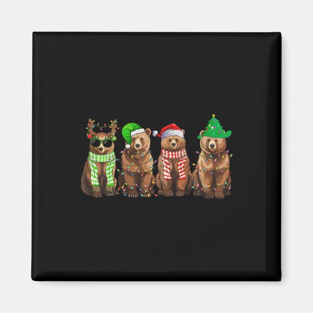 Imã Urso Engraçado Bear Luz De Natal Ao Longo Do Xmas  (Frente)