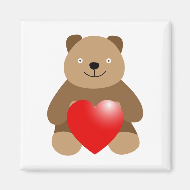 Imã Urso engraçado com coração (Frente)