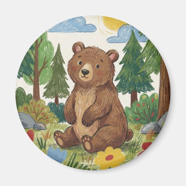 Imã Urso Fofo Animal da Floresta (Frente)