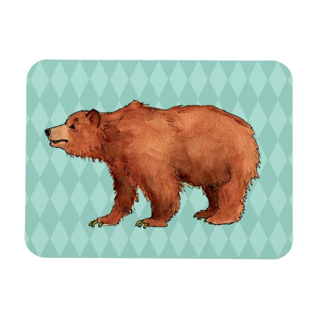 Ímã Urso grizzle sobre o padrão de losango lacrimogêne (Horizontal)