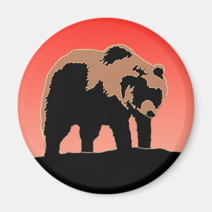 Imã Urso Grizzly no Sunset - Arte Original sobre Vida