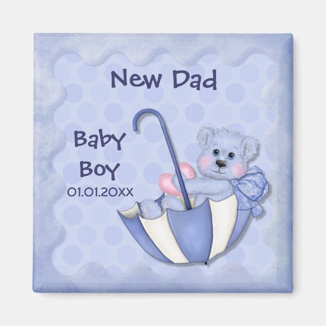 Imã Urso Guarda-chuvas - Personalizar - Menino (Frente)