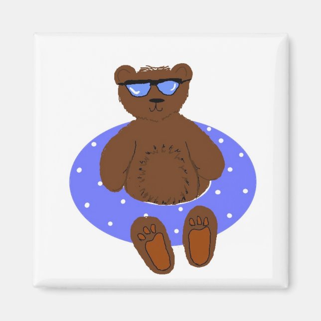 Imã Urso Legal de Óculos de Sol (Frente)