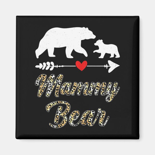 Imã Urso mamãe de leopardo divertido do dia das mães f (Frente)