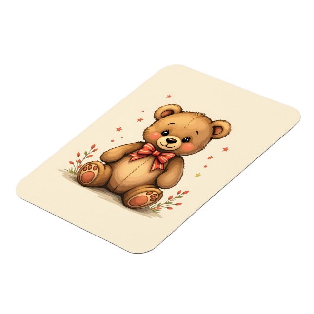 Ímã Urso marrom pequeno e fofo com gravata (Left Side)