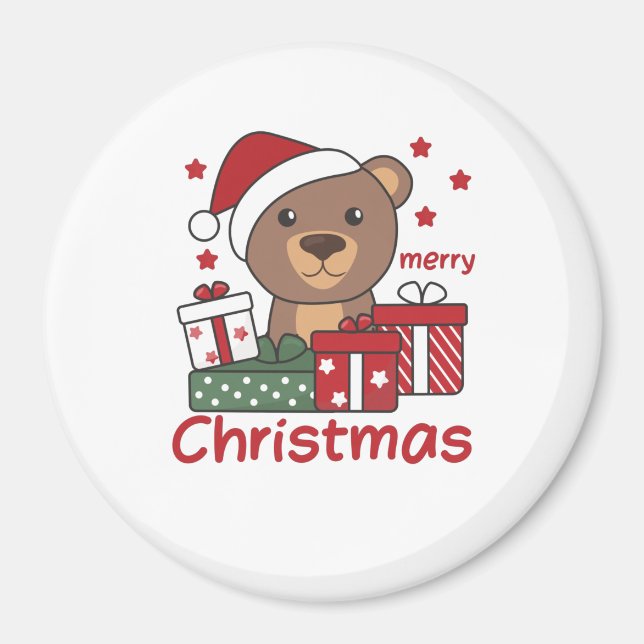 Imã Urso Natal Presente Urso Ursos de Inverno (Frente)