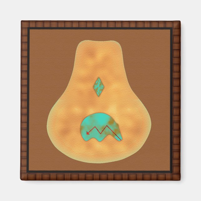 Imã Urso Nativo Americano Turquoise Zuni (Frente)