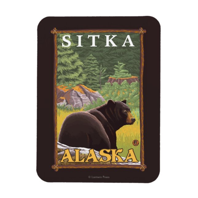 Ímã Urso Negro em Floresta - Sitka, Alasca (Vertical)