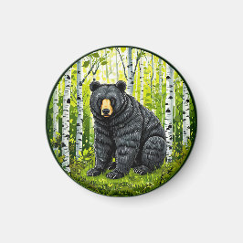 Imã Urso Negro em uma Floresta de Bétulas