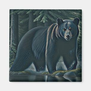 Imã Urso Negro Majestoso Da Floresta Norte