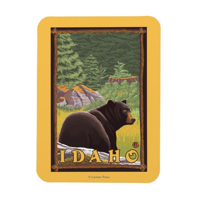 Ímã Urso Negro na Floresta - Idaho (Vertical)