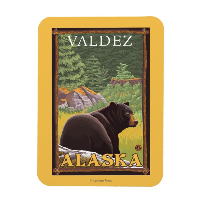 Ímã Urso Negro na Floresta - Valdez, Alasca (Vertical)