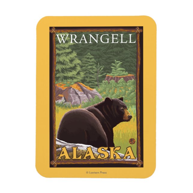 Ímã Urso Negro na Floresta - Wrangell, Alaska (Vertical)