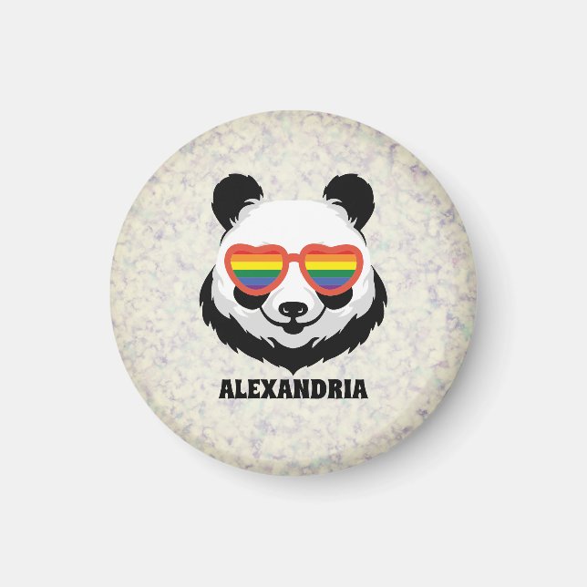 Imã Urso Panda Bonito | Arco-íris | LGBTQ (Frente)