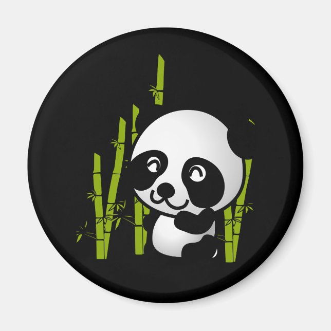 Imã Urso panda branco e preto num pomar de bambu. (Frente)