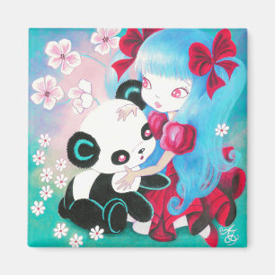 Imã Urso Panda com Garota Kawaii