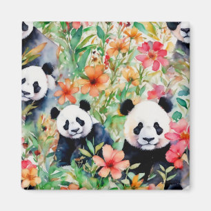 Imã Urso Panda de Aquarela
