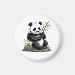 Imã Urso Panda Fofo da Moda Com Bambu Verde