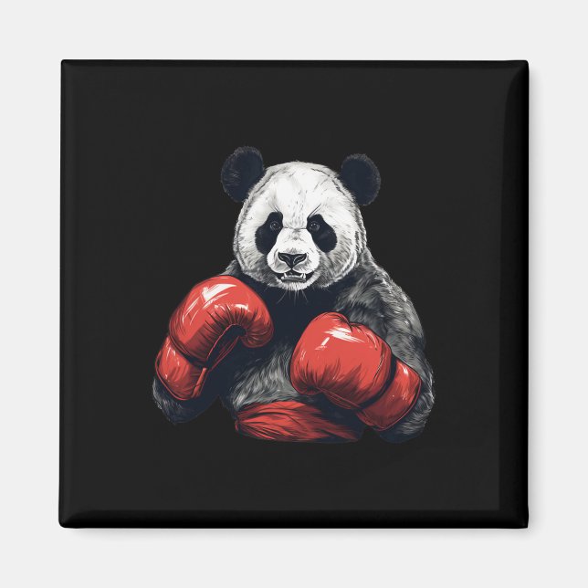 Imã Urso Panda Vestindo Luvas De Boxim - Boxing Engraç (Frente)