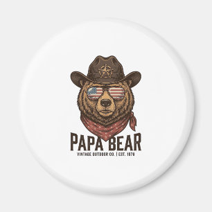 Imã Urso Papai Urso Cowboy Patriótico Vintage Desenho 