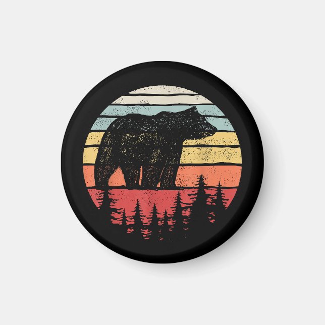 Imã Urso Pardo Vintage Retro (Frente)
