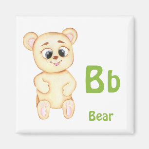 Imã Urso personalize ABC: Letra B - Adicione Seu Nome