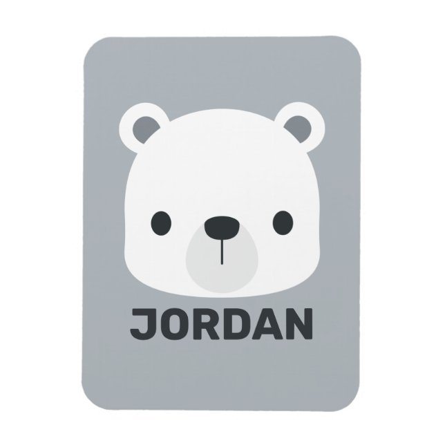 Ímã Urso Polar Bonito com Nome Personalizado (Vertical)