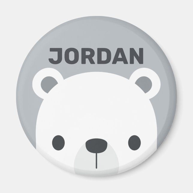 Imã Urso Polar Bonito com Nome Personalizado (Frente)
