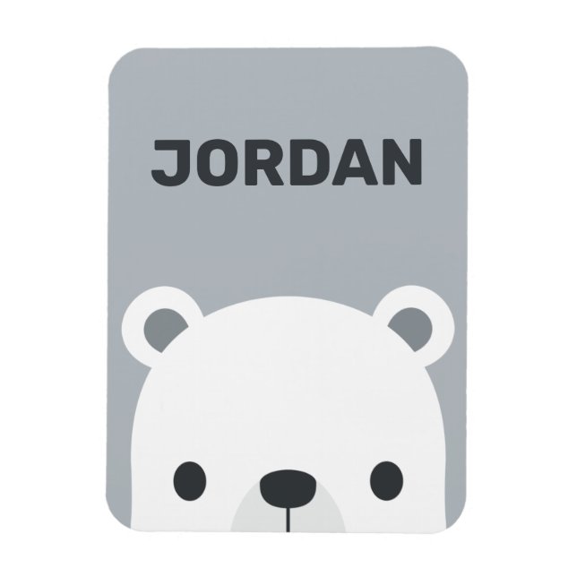Ímã Urso Polar Bonito com Nome Personalizado (Vertical)