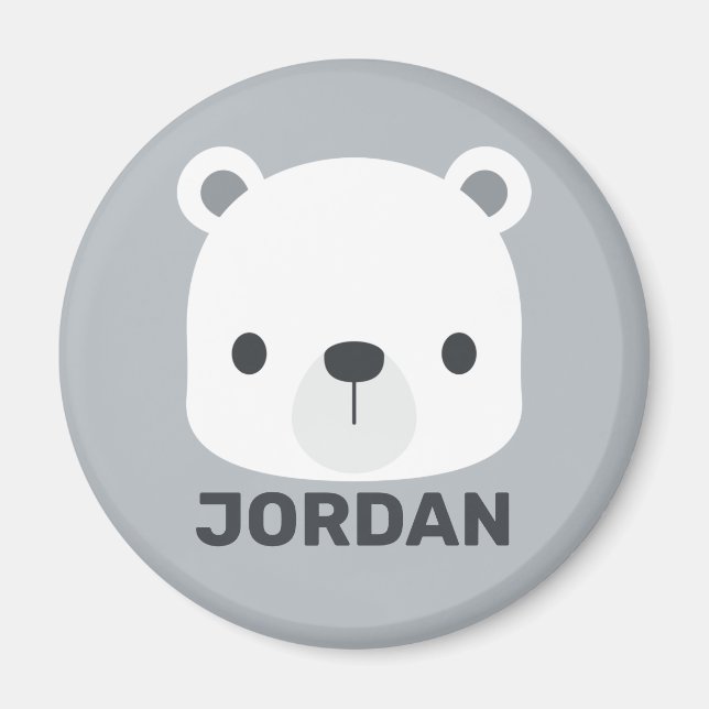 Imã Urso Polar Bonito com Nome Personalizado (Frente)