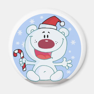 Imã Urso Polar Com Canavieira De Candy No Natal