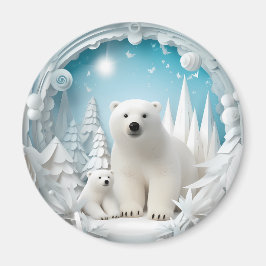 Imã Urso Polar com Oceano Ártico Cub White Winter