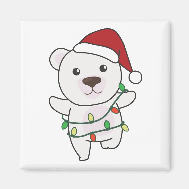 Imã Urso Polar de Natal Animais de inverno Mães de Urs (Frente)