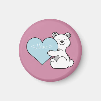 Imã Urso Polar dia de os namorados com Coração Azul-Cl