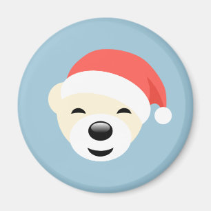 Imã Urso polar do Natal em Red Hat na luz - azul