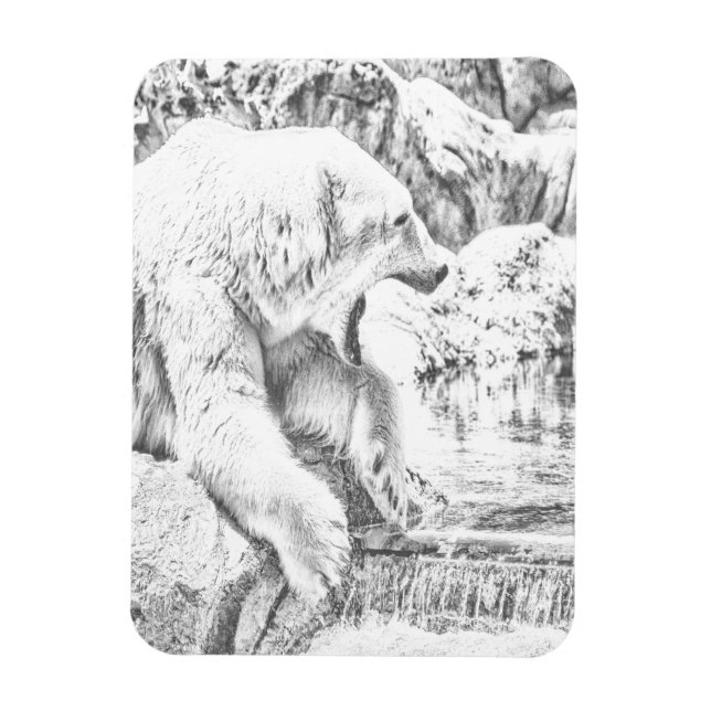 Ímã Urso polar e água (Vertical)