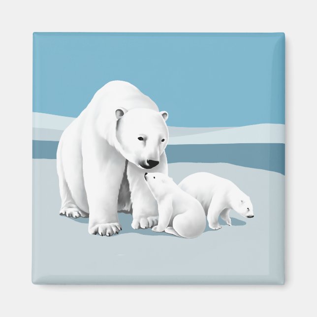 Imã Urso Polar e Filhotes (Frente)
