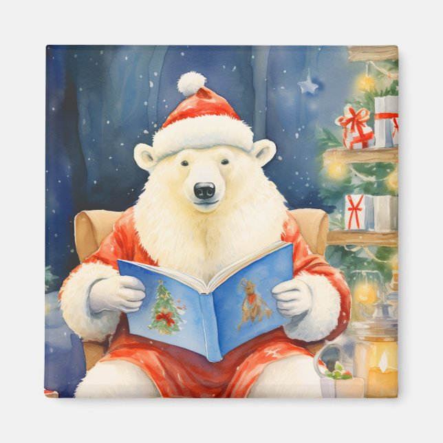 Imã Urso Polar em Leitura de Véspera de Natal (Frente)
