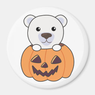 Imã Urso Polar Em Pumpkin, Ursos Polares Felizes Magn