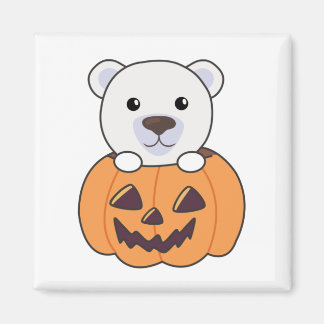 Imã Urso Polar Em Pumpkin, Ursos Polares Felizes Magn