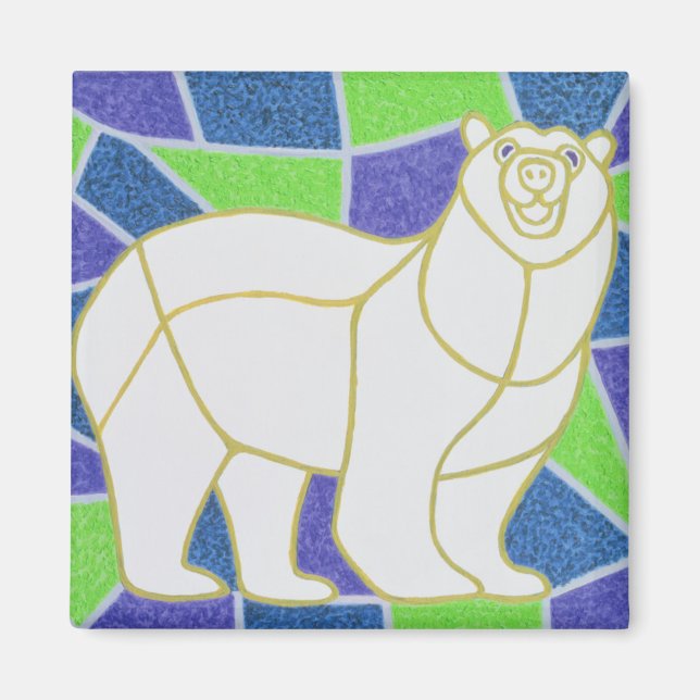 Imã Urso Polar em Vidro Estreitado (Frente)