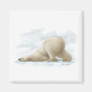 Imã Urso Polar Fofo Desenho Animado na neve