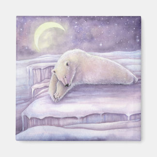 Imã Urso Polar Sleeping Bear Fofo Aconchegante Arte de