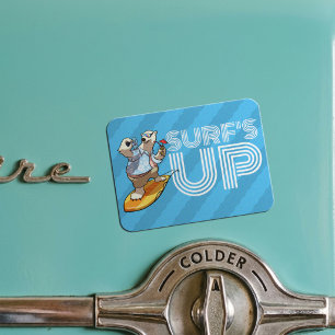Ímã Urso Polar Surfista com Cartoon de Coquetel 'O Sur