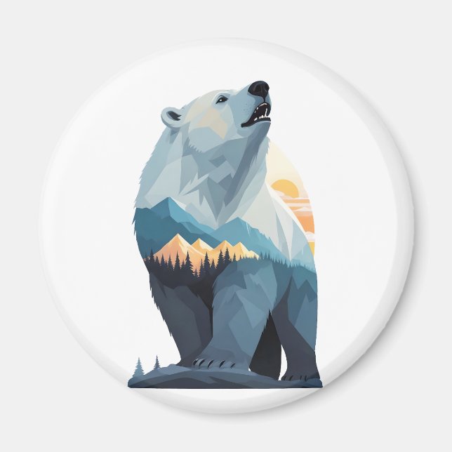 Imã Urso Polar Vestindo Hoodie Engraçado Vetor Animal  (Frente)