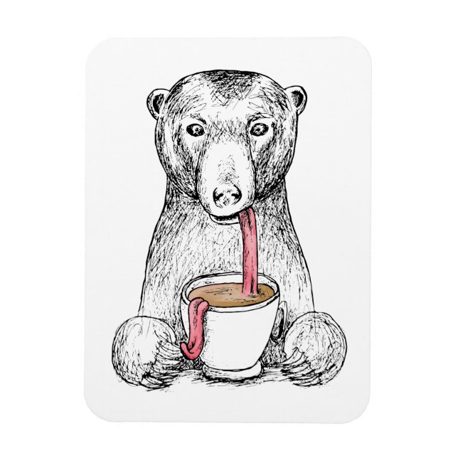 Ímã Urso Precisa De Ilustração De Design De Café (Vertical)