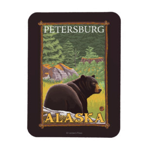 Ímã Urso preto na floresta - Petersburgo, Alaska